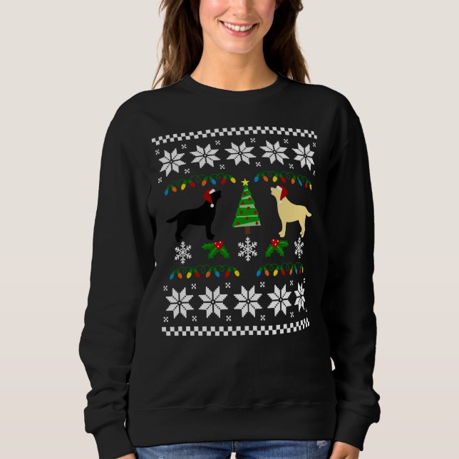 Black Labrador And Yellow Labrador Happy Christmas Sweatshirt (Front)