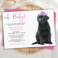 Black Labrador Baby Shower Puppy Dog Pink Girl