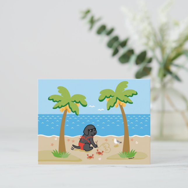 Black Labrador Bikini Girl Postcard (Standing Front)