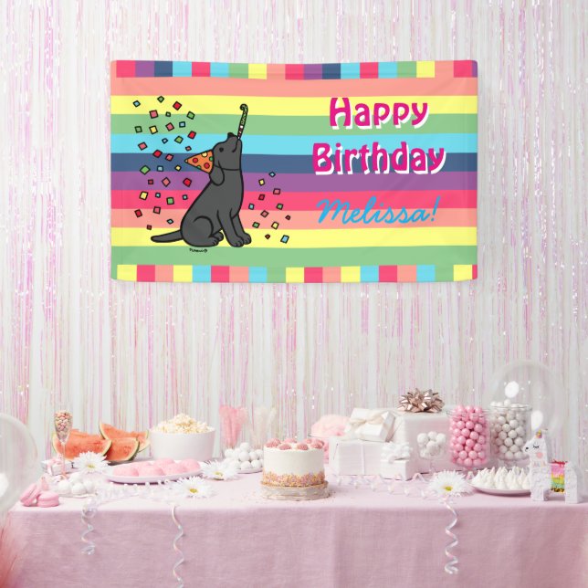 Black Labrador Birthday Party Confetti Horizontal Banner (Party)