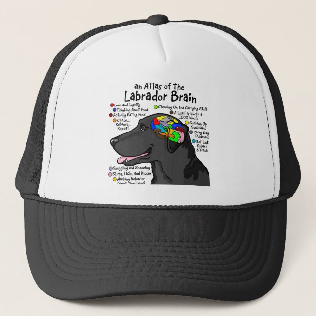 Black Labrador Brain Atlas Trucker Hat (Front)