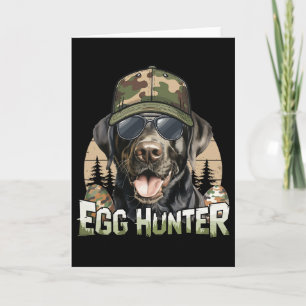 Black Labrador Camo Cap Egg Hunter Vintage Easter Card