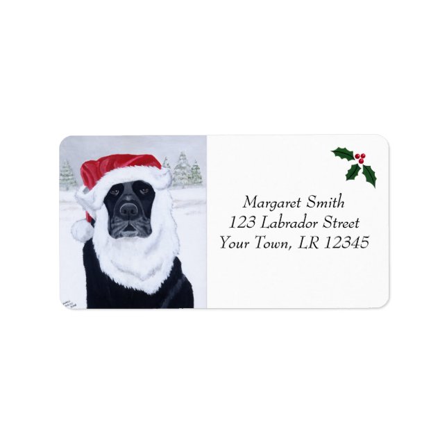 Black Labrador Christmas Address Labels (Front)