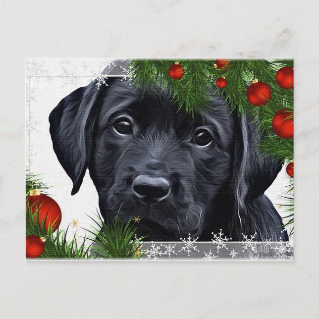 Black Labrador Christmas - Dog Holiday - Black Lab Postcard (Front)