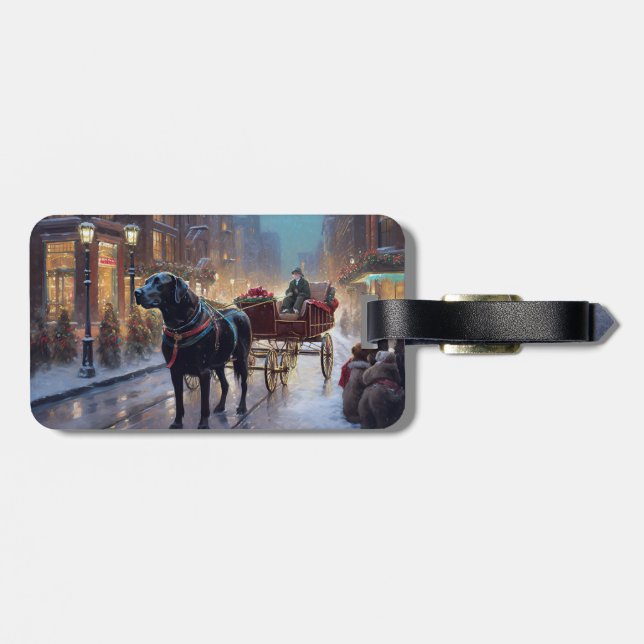Black Labrador Christmas Festive Season  Luggage Tag (Back Horizontal)