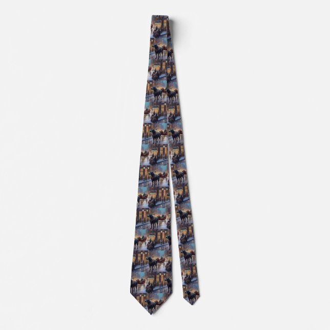 Black Labrador Christmas Festive Season  Tie (Front)