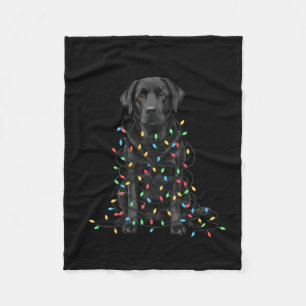Black Labrador Christmas I'm Fine Everything Is Fi Fleece Blanket