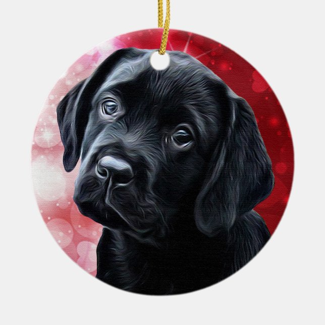 Black Labrador Christmas Ornament (Front)