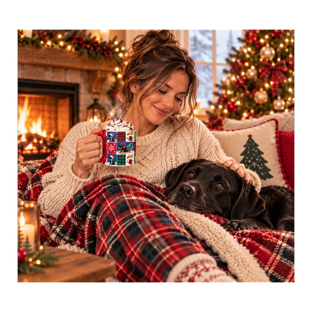 Black Labrador Christmas Patchwork Quilt Mug (Creator Uploaded)