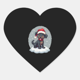 Black Labrador Christmas Santa Hat Xmas Pajama T-S Heart Sticker