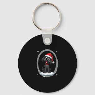 Black Labrador Christmas Santa Hat Xmas Pajama T-S Key Ring