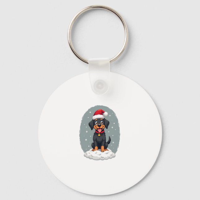 Black Labrador Christmas Santa Hat Xmas Pajama T-S Key Ring (Front)
