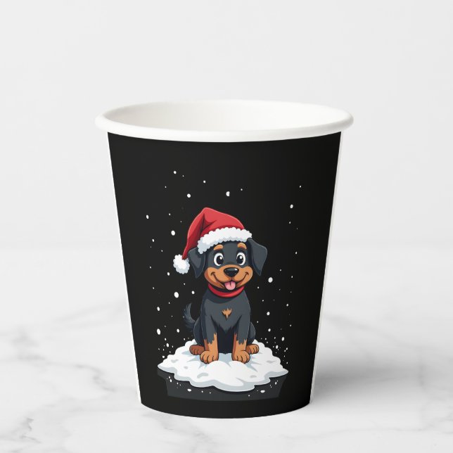 Black Labrador Christmas Santa Hat Xmas Pajama T-S Paper Cups (Front)
