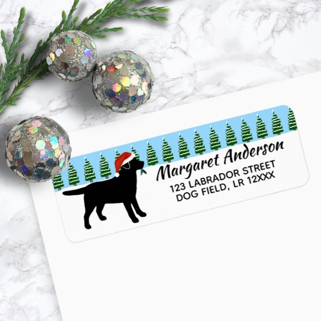 Black Labrador Christmas Santa Return Address (Black Labrador Christmas Santa Design Return Address Label for Labrador Owners.)