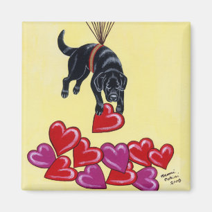 Black Labrador collecting LOVE Magnet