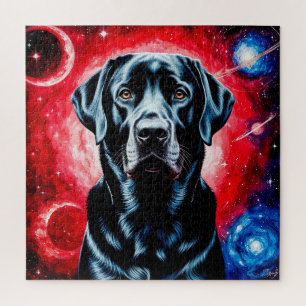 Black Labrador Cosmic Portrait Gift for Dog Lovers Jigsaw Puzzle