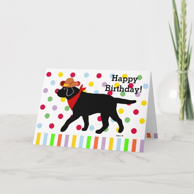 Black Labrador Cowboy Cartoon Card (Front)