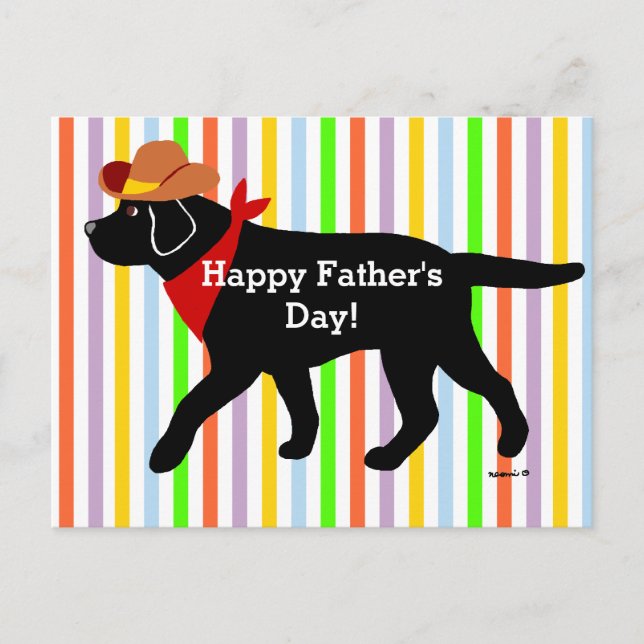 Black Labrador Cowboy Cartoon Postcard (Front)