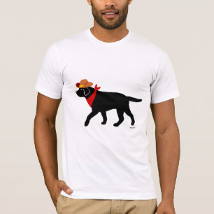 Black Labrador Cowboy Cartoon T-Shirt