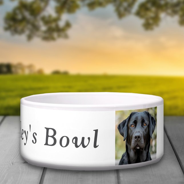 Black Labrador, Custom Photo White (Black Labrador, Custom Photo White Bowl)