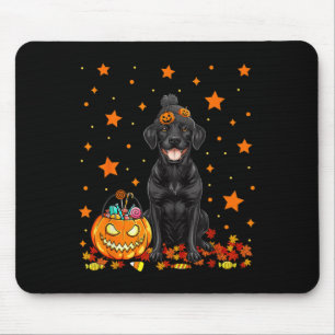 Black Labrador Dog And Pumpkin Candy Funny Mouse Pad