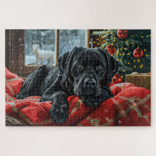 Black Labrador Dog Christmas Festive Jigsaw Puzzle