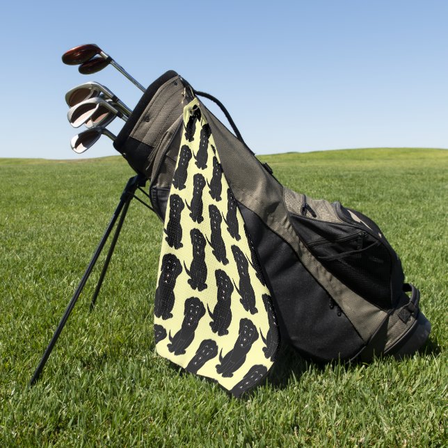 Black Labrador Dog Design Any Colour Background Golf Towel (Green)