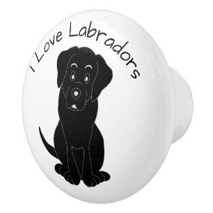Black Labrador Dog Design Ceramic Knob