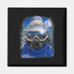 Black Labrador Dog In Winter Ski Magnet