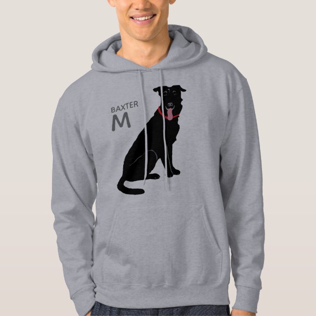 Black Labrador Dog Monogram Name Initial Hoodie (Front)