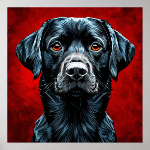 🐶 Black Labrador Dog Portrait For Pet Lovers Poster
