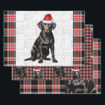 Black Labrador Dog Red Plaid Christmas Wrapping Paper Sheet<br><div class="desc">This cute Black Labrador Retriever dog is ready for the holiday season a Santa hat,  making this dog a real fashionista. This cute Christmas dog is paired with a plaid print in hues of red and black on this set of gift wrap for the dog lover.</div>
