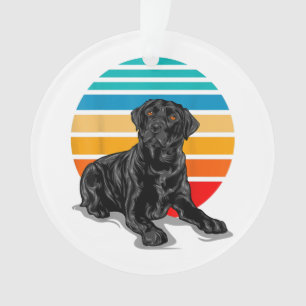 Black Labrador dog sunset vintage retro style blac Ornament