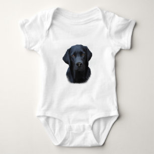 Black Labrador Dog Water Colour Art Painting Baby Bodysuit