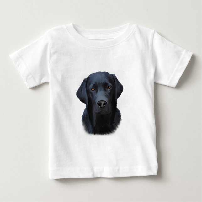 Black Labrador Dog Water Colour Art Painting Baby T-Shirt (Front)