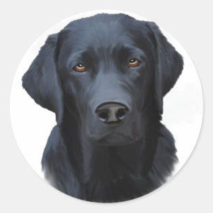 Black Labrador Dog Water Colour Art Painting Classic Round Sticker
