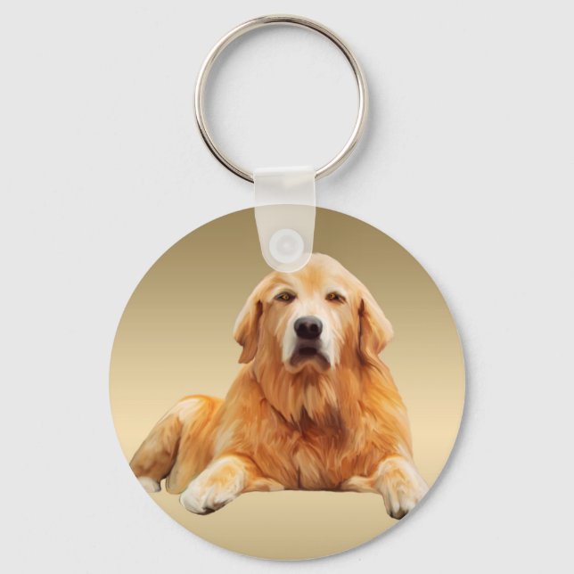 Black Labrador Dog Water Colour Art Painting Key Ring (Front)