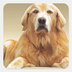 Black Labrador Dog Water Colour Art Painting Square Sticker