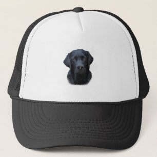 Black Labrador Dog Water Colour Art Painting Trucker Hat