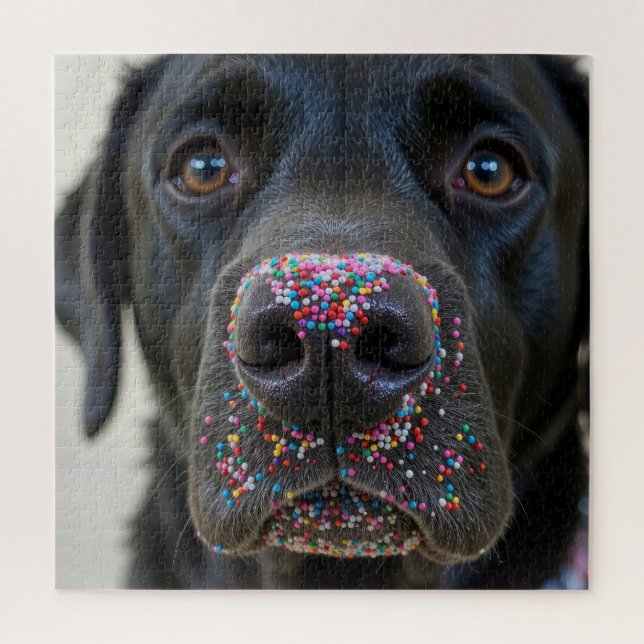 Black Labrador Dog With Sprinkles Jigsaw Puzzle (Vertical)