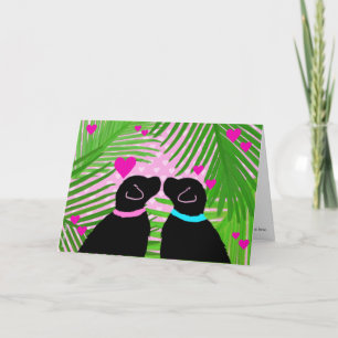 Black Labrador Dogs Tropical Valentine’s Day Card