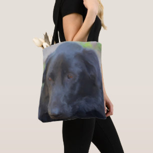 Black Labrador Expressive Eyes Dog Art Tote Bag