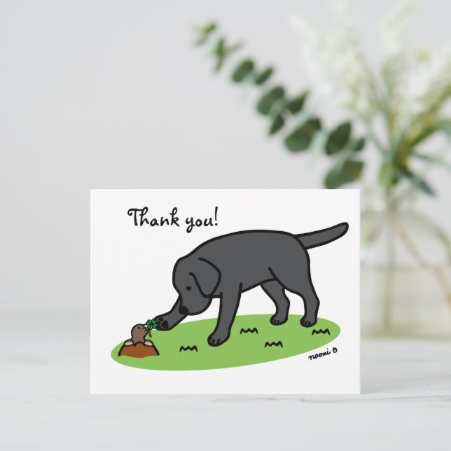 Black Labrador Friendly Thank You Postcard (Standing Front)