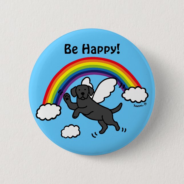 Black Labrador Guardian Angel (Rainbow Bridge) 6 Cm Round Badge (Front)