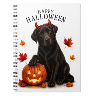 Black Labrador Halloween Devil Dog Notebook