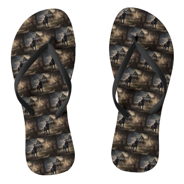 Black Labrador Halloween Scary Jandals (Footbed)