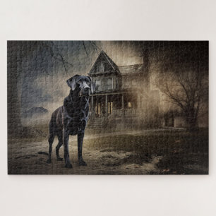 Black Labrador Halloween Scary Jigsaw Puzzle