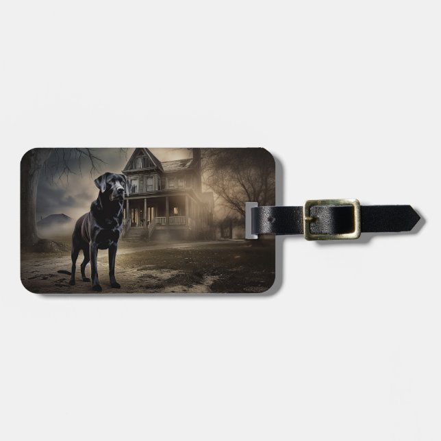 Black Labrador Halloween Scary Luggage Tag (Front Horizontal)
