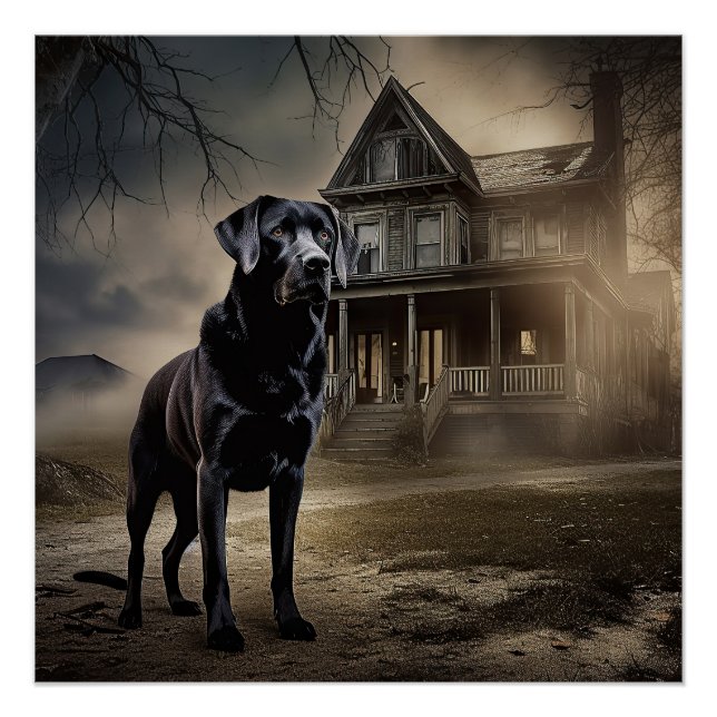 Black Labrador Halloween Scary Poster (Front)