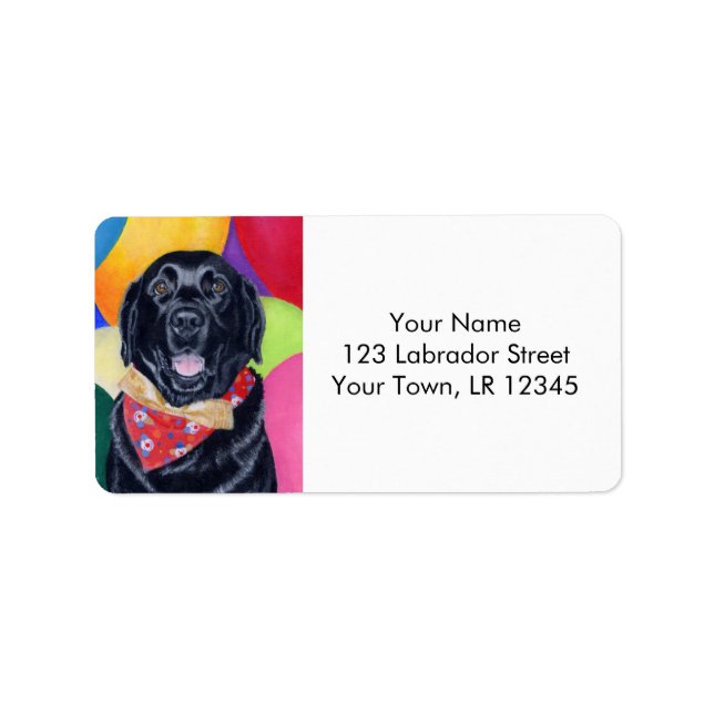 Black Labrador Happy Birthay Painting Label (Front)